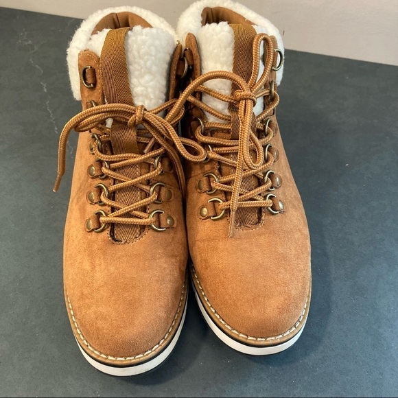 Sonoma sz 7 chestnut faux suede faux fur cuff booties - Picture 9 of 16